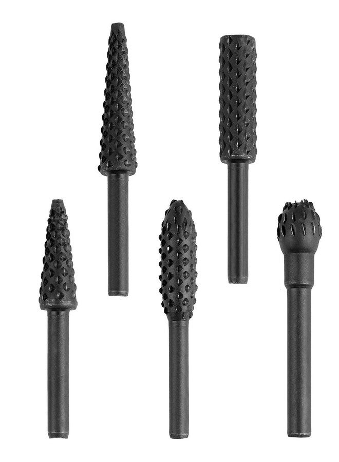 Mass Pro 5 Pcs Rotary RASP Shank 6mm Drill Bits Rotary Bits Rasp For Woodworking Grinding Carving MP Rotary Bit Set (5 Bits) - Image 1